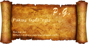 Paksy György névjegykártya